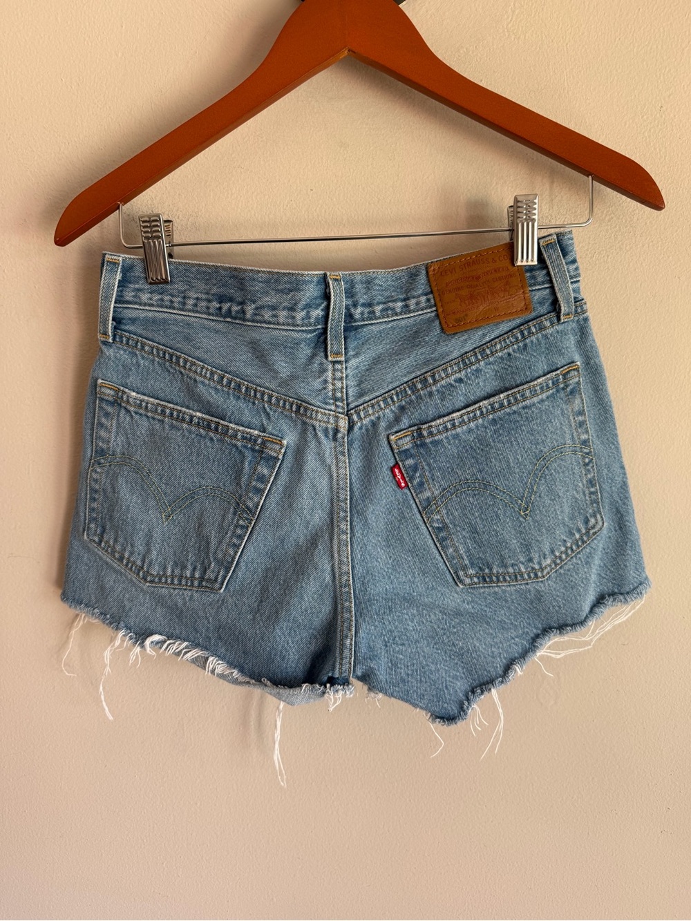 Levi's Premium 501 Original Denim Cutoff Shorts Light Wash Distressed W26